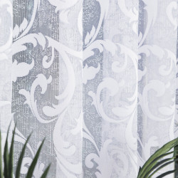 LEOKADIA · firanka gotowa z podcięciem · biała · ornamenty · 400x155