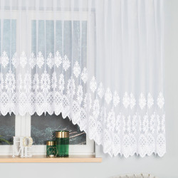LUDMIŁA - Firanka gotowa żakardowa z podcięciem na dole - 600x160 cm - kolor biały