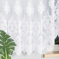 LUDMIŁA - Firanka gotowa żakardowa z podcięciem na dole - 600x160 cm - kolor biały