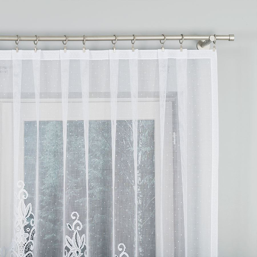 BERENIKA · Firanka gotowa żakardowa z podcięciem na dole · 300x170 cm · kolor biały