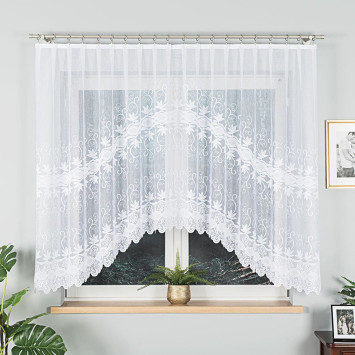 JOWITA - Firanka gotowa żakardowa z podcięciem na dole - 300x150 cm - kolor biały