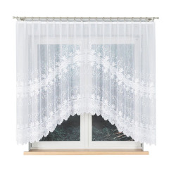 JOWITA - Firanka gotowa żakardowa z podcięciem na dole - 300x150 cm - kolor biały