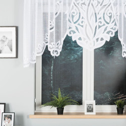 POLA - Firanka gotowa żakardowa z podcięciem na dole - 300x100 cm - kolor biały