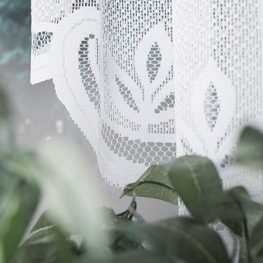 POLA - Firanka gotowa żakardowa z podcięciem na dole - 300x100 cm - kolor biały