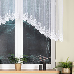 ŻANETA - Firanka gotowa żakardowa z podcięciem na dole - 400x105 cm - kolor biały