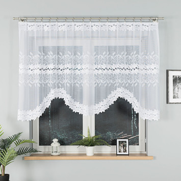 BASTIA - Firanka gotowa żakardowa z podcięciem na dole - 280x120 cm - kolor biały