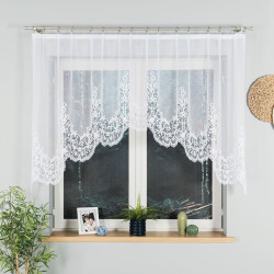BERENIKA - Firanka gotowa żakardowa z podcięciem na dole - 250x120 cm - kolor biały