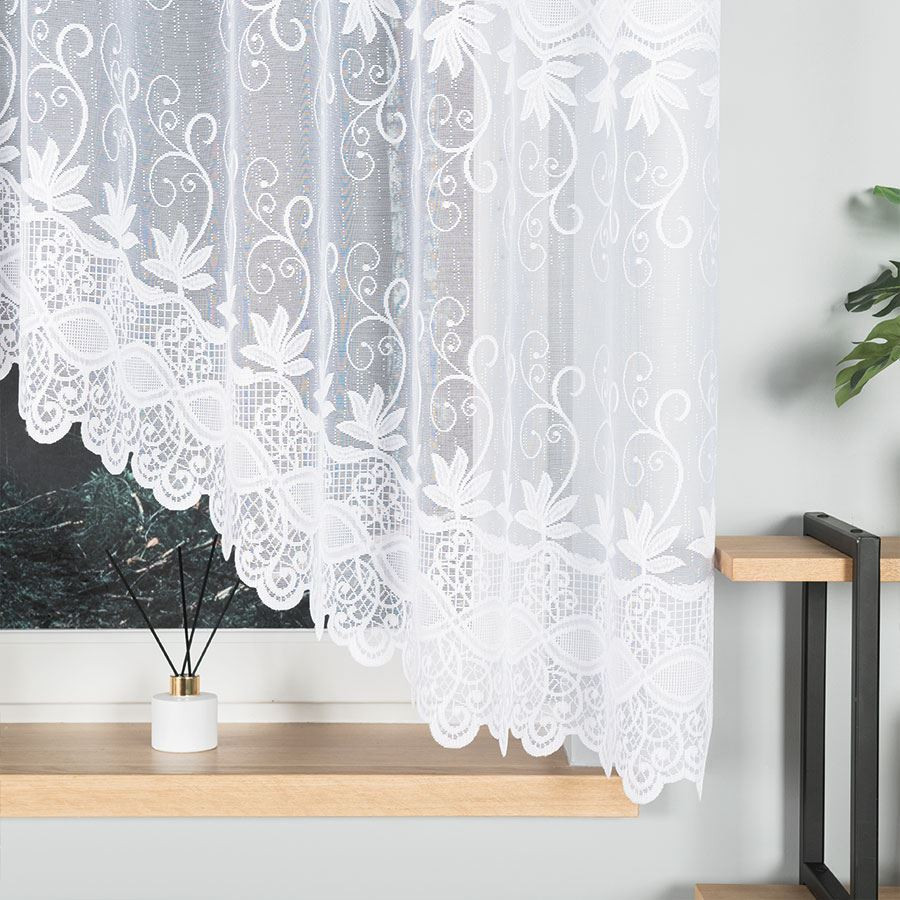 JOWITA · Firanka gotowa żakardowa z podcięciem na dole · 300x160 cm · kolor biały