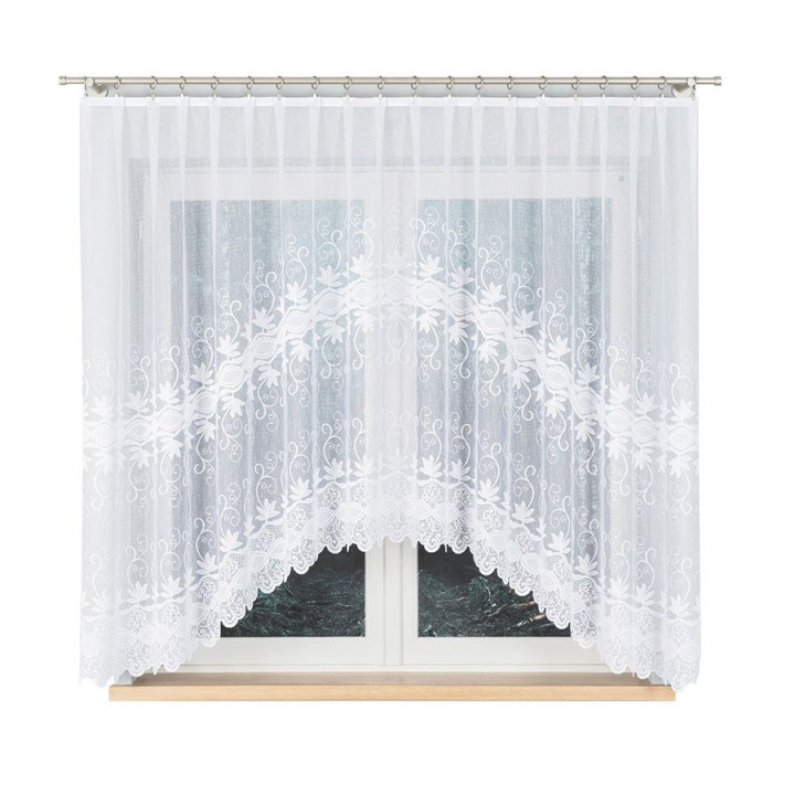 JOWITA · Firanka gotowa żakardowa z podcięciem na dole · 300x160 cm · kolor biały