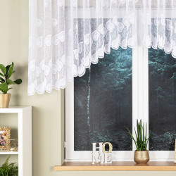 NORA - Firanka gotowa żakardowa z podcięciem na dole - 400x100 cm - kolor biały