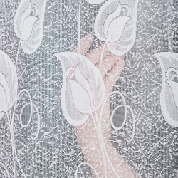 NORA - Firanka gotowa żakardowa z podcięciem na dole - 400x100 cm - kolor biały