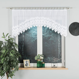 FELICJA - Firanka gotowa żakardowa z podcięciem na dole - 200x80 cm - kolor biały
