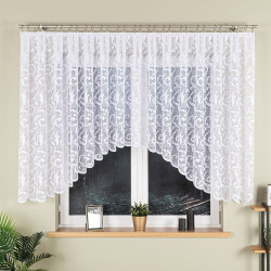 LEOKADIA - Firanka gotowa żakardowa z podcięciem na dole - 450x135 cm - kolor biały