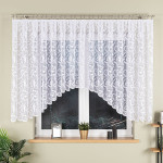 LEOKADIA - Firanka gotowa żakardowa z podcięciem na dole - 450x135 cm - kolor biały