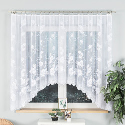 BOŻENA · firanka gotowa z podcięciem · biała · kwiaty · 300x160