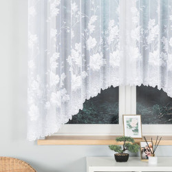 BOŻENA · firanka gotowa z podcięciem · biała · kwiaty · 300x160