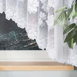 BOŻENA · firanka gotowa z podcięciem · biała · kwiaty · 300x160