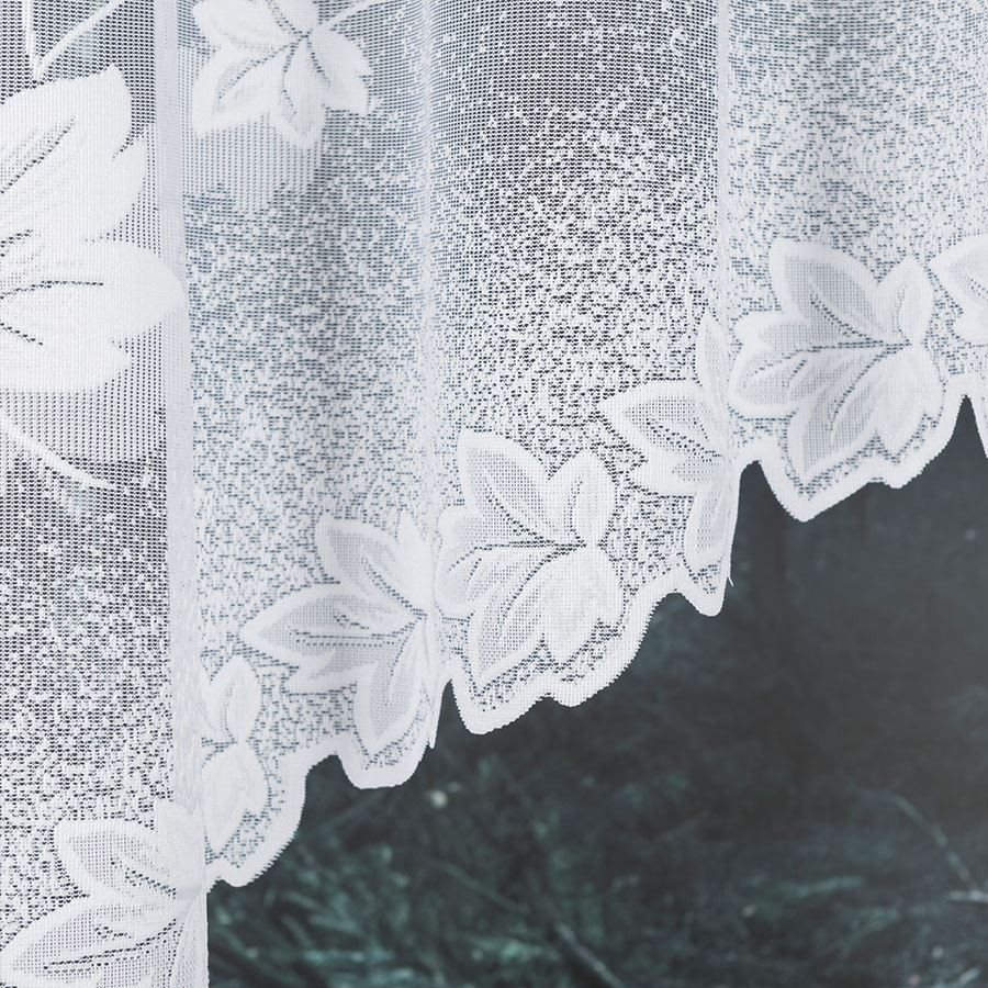 BOŻENA · firanka gotowa z podcięciem · biała · kwiaty · 300x160