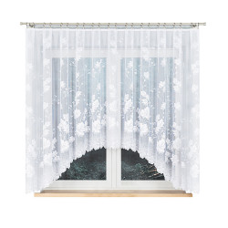 BOŻENA · firanka gotowa z podcięciem · biała · kwiaty · 300x160