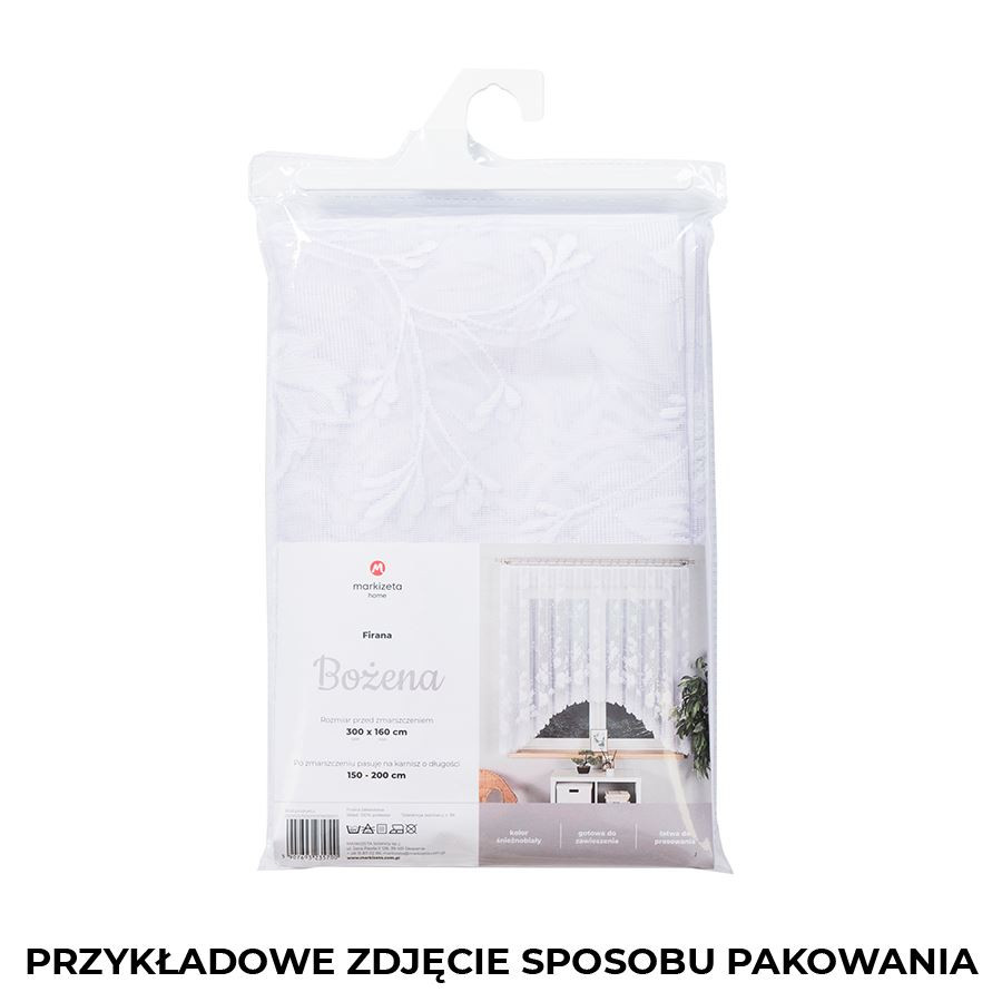 BOŻENA · firanka gotowa z podcięciem · biała · kwiaty · 300x160