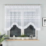 BASTIA · Firanka gotowa żakardowa z podcięciem na dole · 250x120 cm · kolor biały