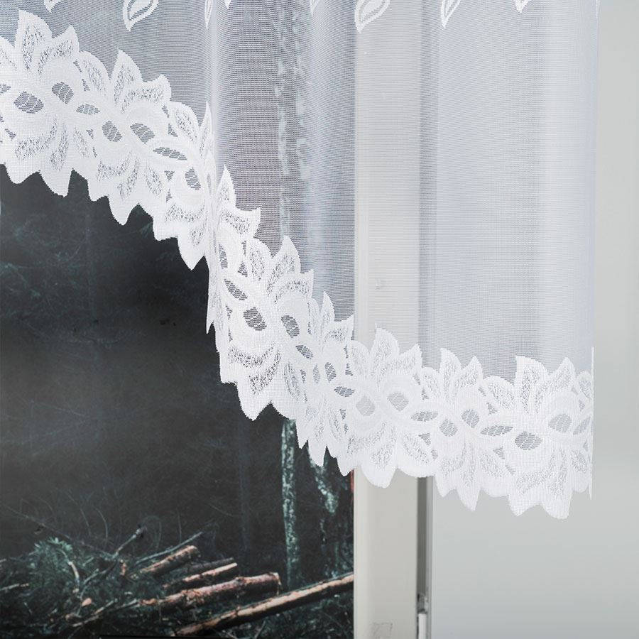 BASTIA · Firanka gotowa żakardowa z podcięciem na dole · 250x120 cm · kolor biały