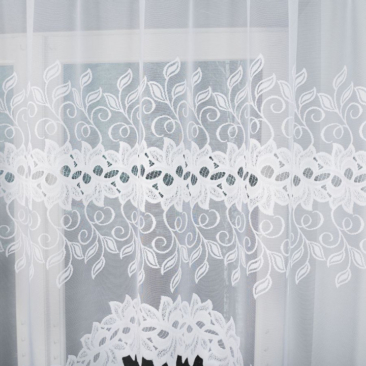 BASTIA · Firanka gotowa żakardowa z podcięciem na dole · 250x120 cm · kolor biały