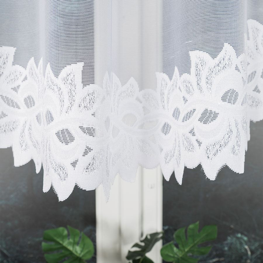BASTIA · Firanka gotowa żakardowa z podcięciem na dole · 250x120 cm · kolor biały