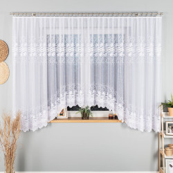 JOWITA · firanka gotowa z podcięciem · biała · pasy poziome · 520x180 cm