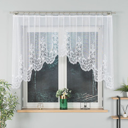 BERENIKA - Firanka gotowa żakardowa z podcięciem na dole - 330x120 cm - kolor biały