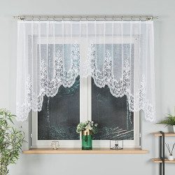 BERENIKA - Firanka gotowa żakardowa z podcięciem na dole - 330x120 cm - kolor biały