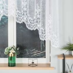 BERENIKA - Firanka gotowa żakardowa z podcięciem na dole - 330x120 cm - kolor biały