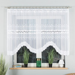 BASTIA - Firanka gotowa żakardowa z podcięciem na dole - 250x130 cm - kolor biały