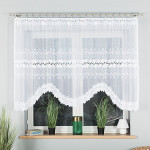 BASTIA - Firanka gotowa żakardowa z podcięciem na dole - 250x130 cm - kolor biały
