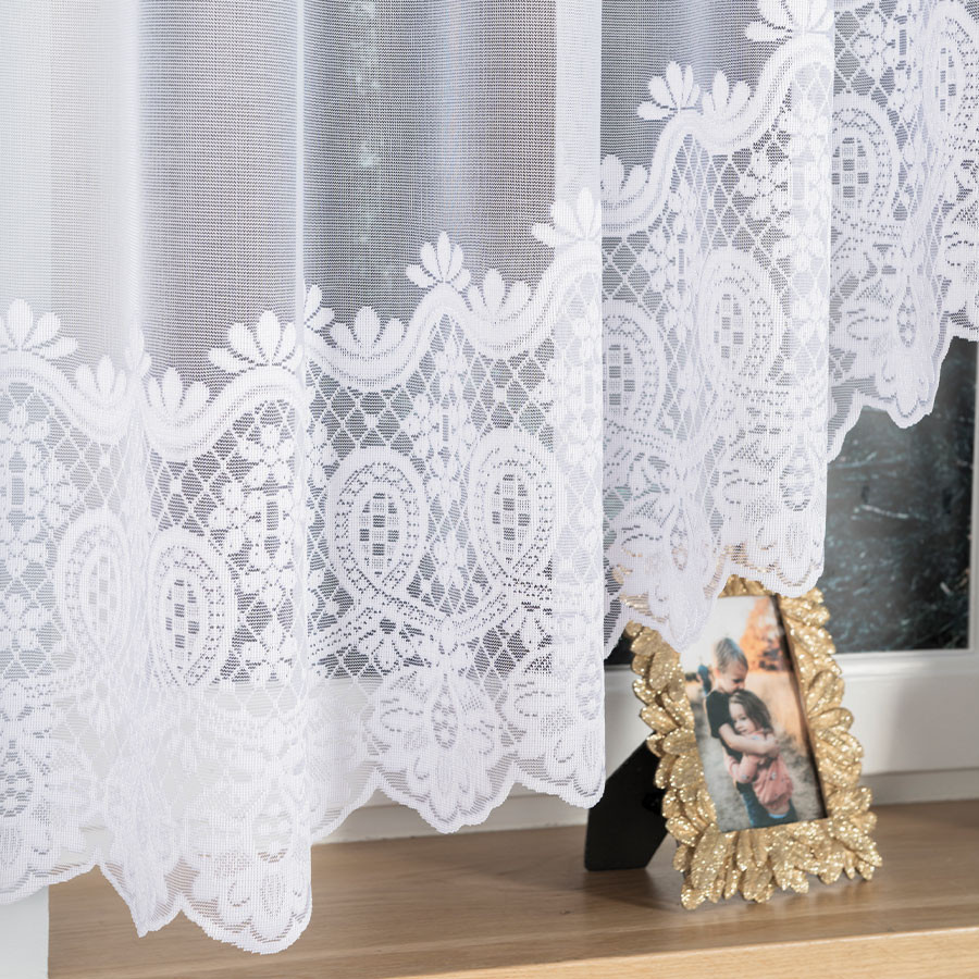 DARIA · firanka gotowa z podcięciem · biała · klasyczny wzór · 300x160