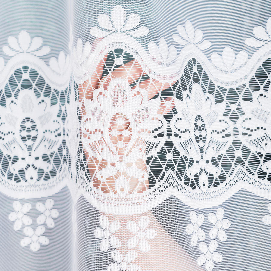 DARIA · firanka gotowa z podcięciem · biała · klasyczny wzór · 300x160