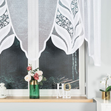 MELANIA - Firanka gotowa żakardowa z podcięciem na dole - 250x120 cm - kolor biały 2