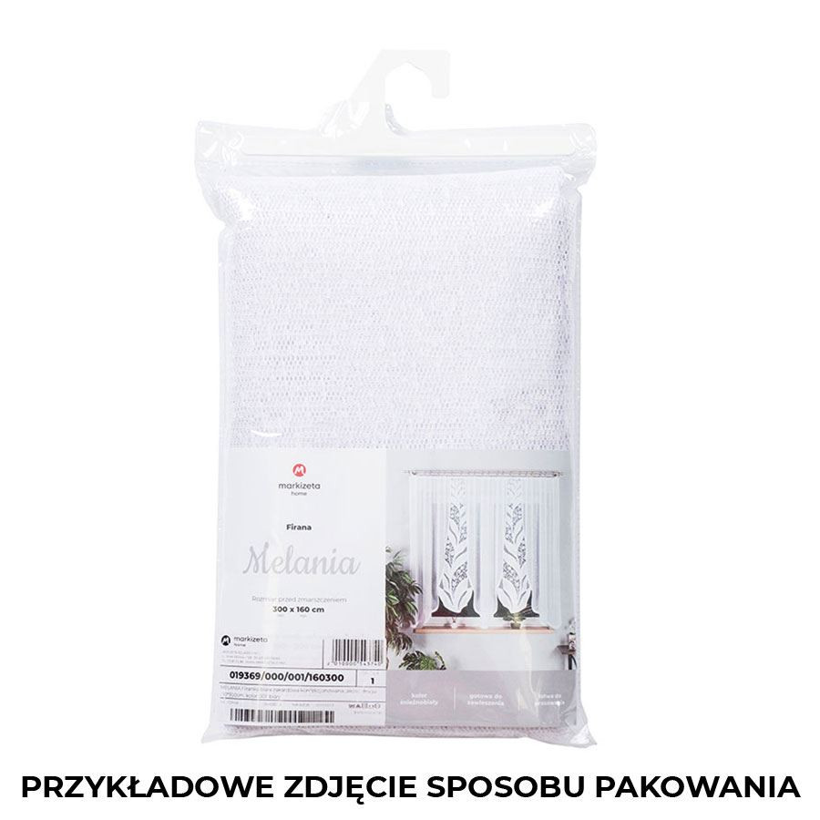 MELANIA - Firanka gotowa żakardowa z podcięciem na dole - 250x120 cm - kolor biały