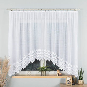 FELICJA - Firanka gotowa żakardowa z podcięciem na dole - 300x160 cm - kolor biały