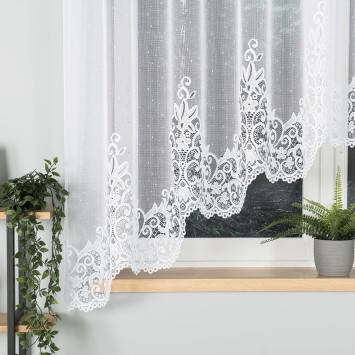 BERENIKA - Firanka gotowa żakardowa z podcięciem na dole - 330x170 cm - kolor biały 2