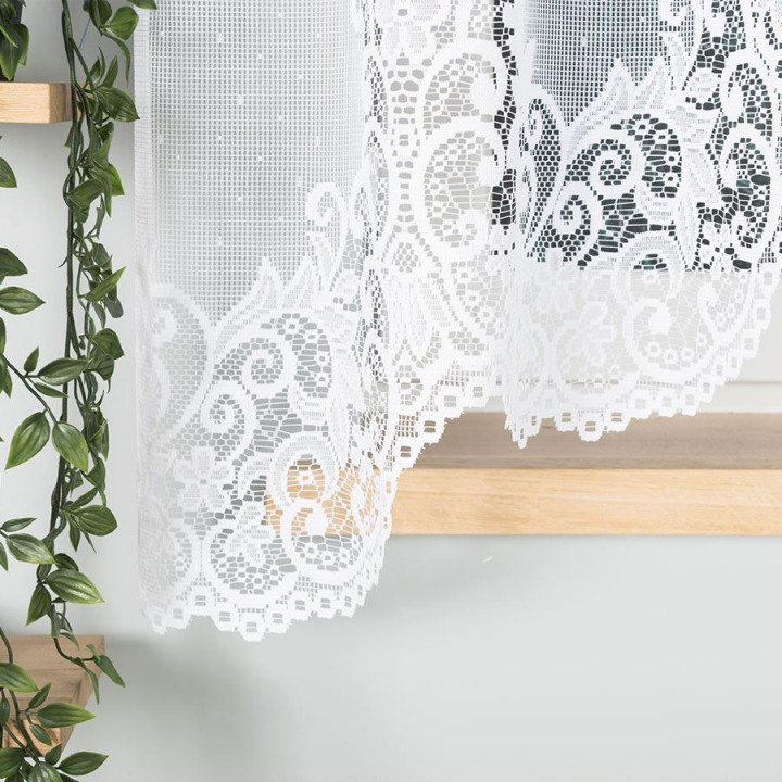 BERENIKA - Firanka gotowa żakardowa z podcięciem na dole - 330x170 cm - kolor biały