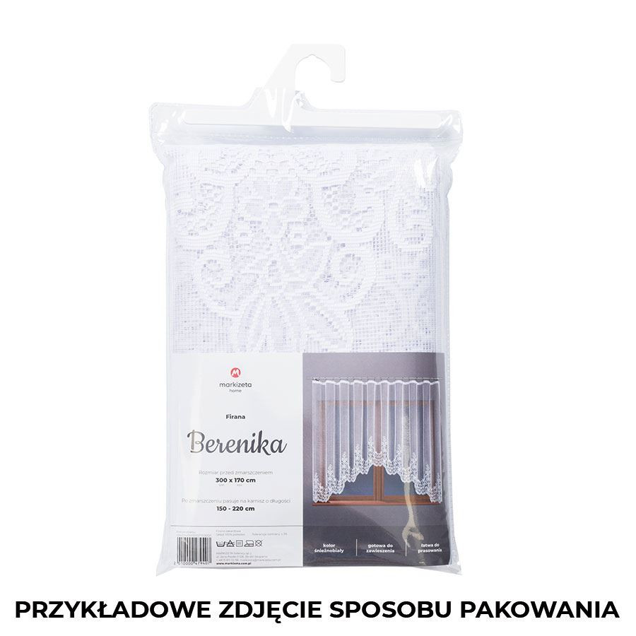 BERENIKA - Firanka gotowa żakardowa z podcięciem na dole - 330x170 cm - kolor biały