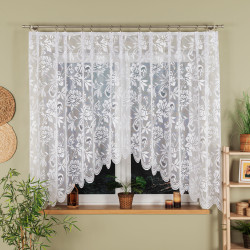 BARBARA · firanka gotowa żakardowa · biała · kwiaty · 300x180