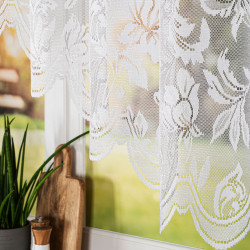 BARBARA · firanka gotowa żakardowa · biała · kwiaty · 300x180