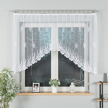 GOSIA - Firanka gotowa żakardowa z podcięciem na dole - 300x120 cm - kolor biały