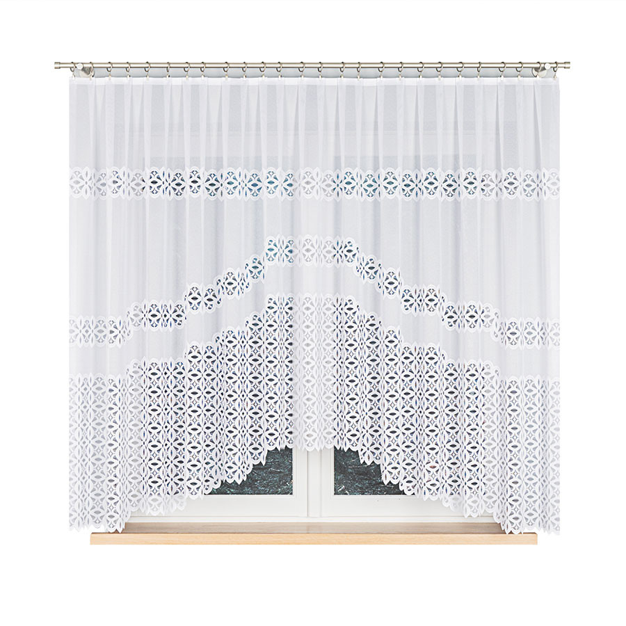 ADRIANNA · firanka gotowa · biała · pas ażurowy · 300x160