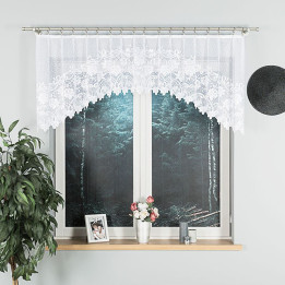 DEMETRIA - Firanka gotowa żakardowa z podcięciem na dole - 250x80 cm - kolor biały