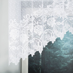 DEMETRIA - Firanka gotowa żakardowa z podcięciem na dole - 250x80 cm - kolor biały