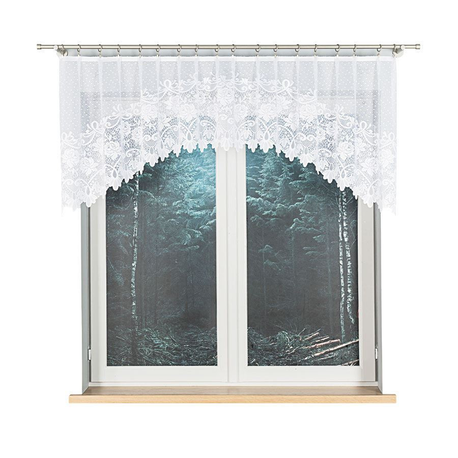 DEMETRIA - Firanka gotowa żakardowa z podcięciem na dole - 250x80 cm - kolor biały