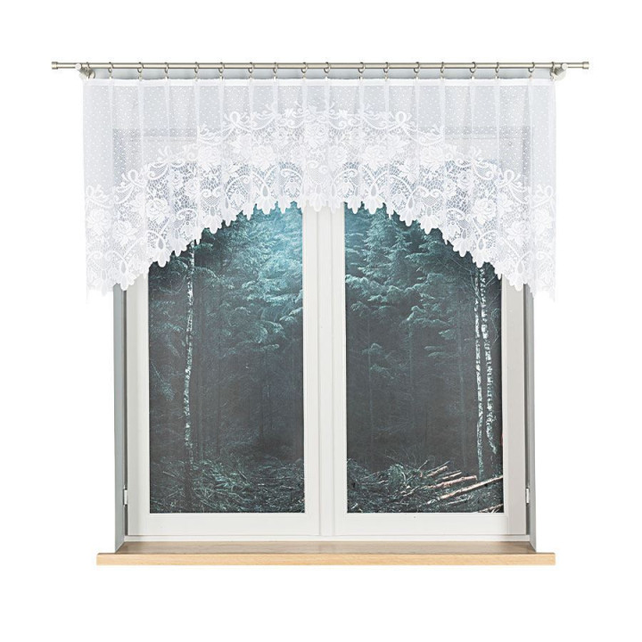 DEMETRIA - Firanka gotowa żakardowa z podcięciem na dole - 250x80 cm - kolor biały